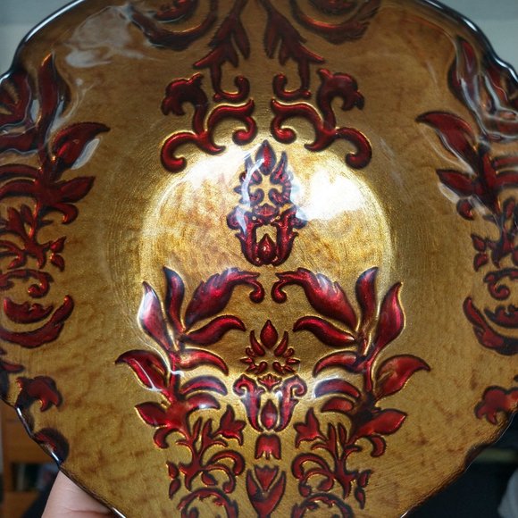 Damask Gold & Red glass bowls - Picture 5 of 5